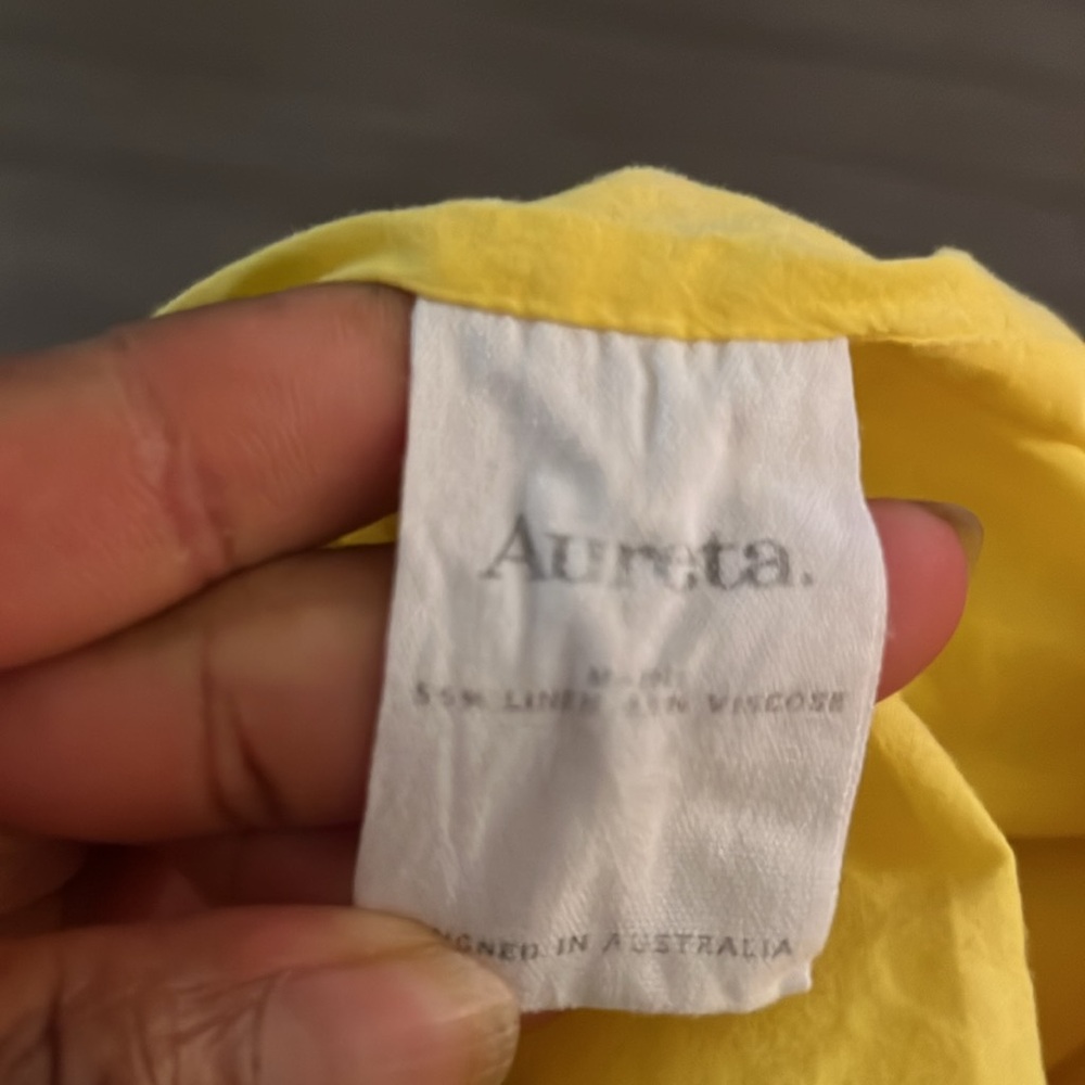 Anthropologie Aureta Aria linen blend Yellow Floral Button-Up Maxi Dress size L - Picture 8 of 13